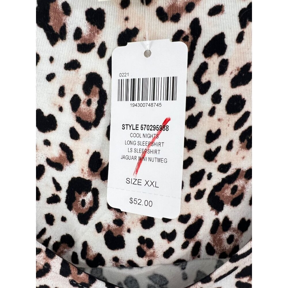 Soma Cool Nights Long Sleep Shirt Jaguar Mini Nutmeg XXL Animal Print Nightgown - Picture 7 of 7